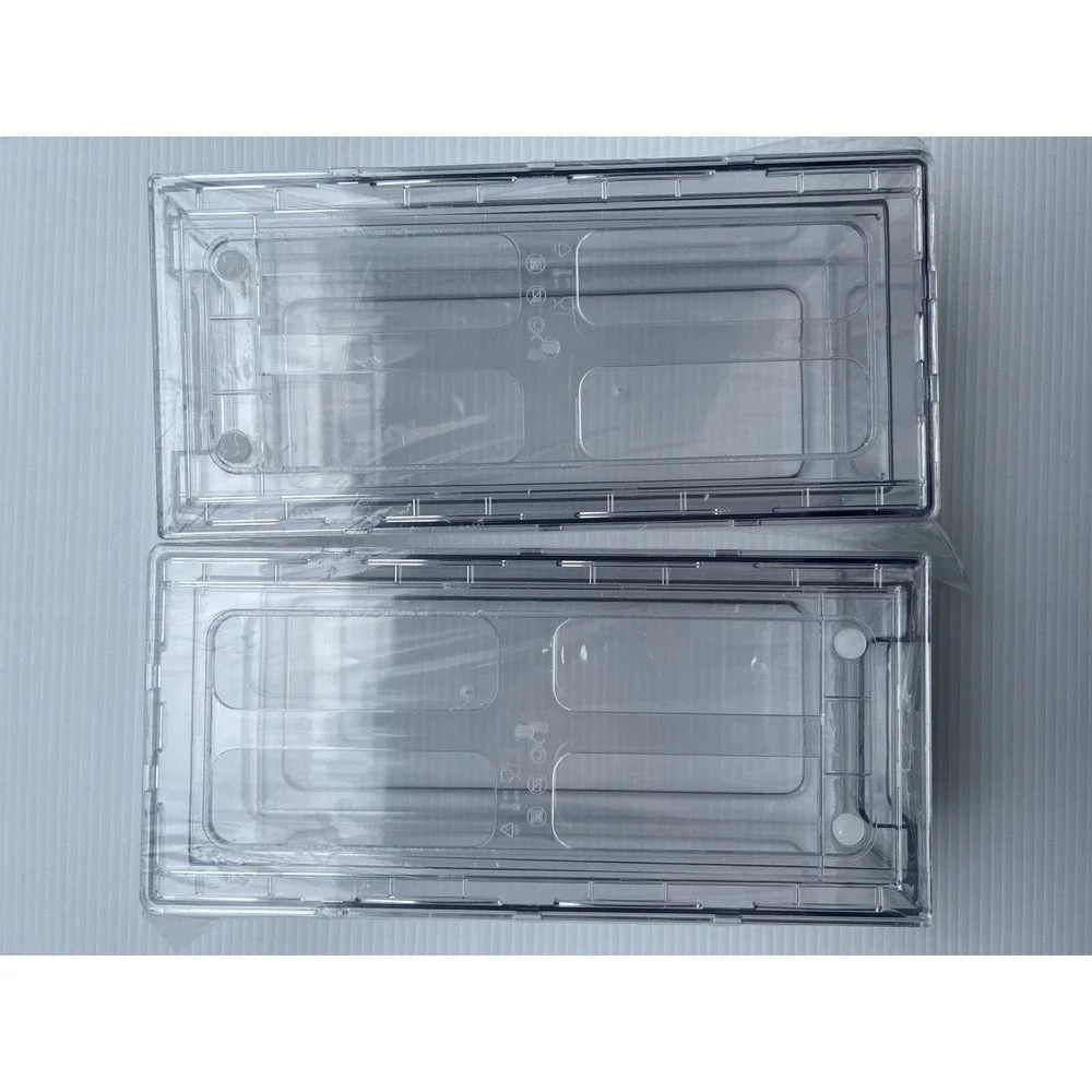 Set of 2 Clear Stackable Plastic Storage Bins with Lids Rectangular Organizers